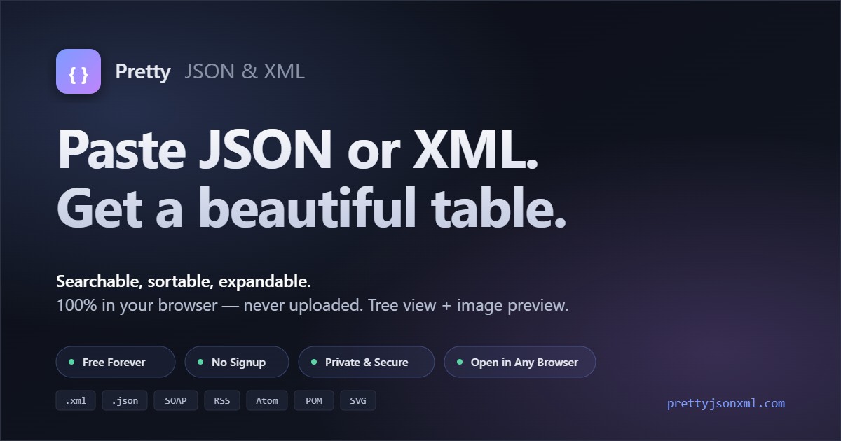 prettyjsonxml.com image